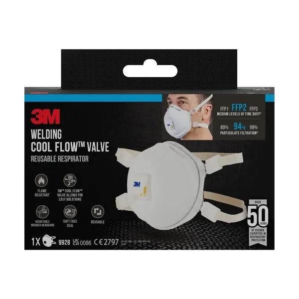 3M Mascarilla Para Particulas Ffp2 Con Valvula - Especial Soldadura - Reutilizable - Para Niveles Medios De Particulas - Color Blanco
