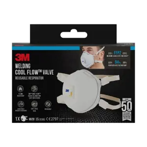 3M Mascarilla FFP2 con Válvula para Soldadura - Reutilizable - Color Blanco