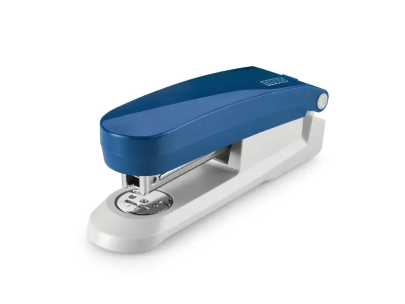 Novus Evolution E 20 Grapadora De Sobremesa + Caja De 200 Grapas 24/6 - Hasta 20 Hojas - Grapado Cerrado, Abierto Y Clavado - Color Azul/Gris Claro