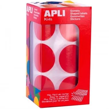 Apli Gomets Redondos 33Mm Rollo Rojo -Rollo 708 Unidades-