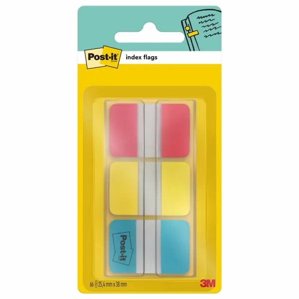 Post-It Index Rígido Rojo, Azul y Amarillo - 3 Dispensadores STD 3x22