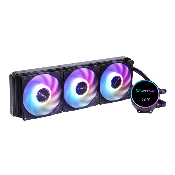 Unykach Aquastorm Neo 360 Kit De Refrigeracion Liquida - 3 Ventiladores De 120Mm - Iluminacion Rgb - Visualizacion Temperatura Cpu - Tubo De 38Mm