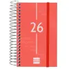 Finocam Agenda Espiral Year E3 79x127mm 1DP Tapa PP Roja 2026