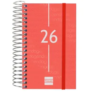 Finocam Agenda Espiral Year E3 79x127mm 1DP Tapa PP Roja 2026
