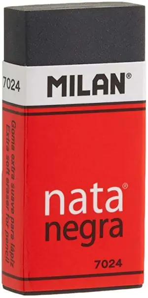 Milan Nata 7024 Goma de Borrar Rectangular Extra Suave Color Negro