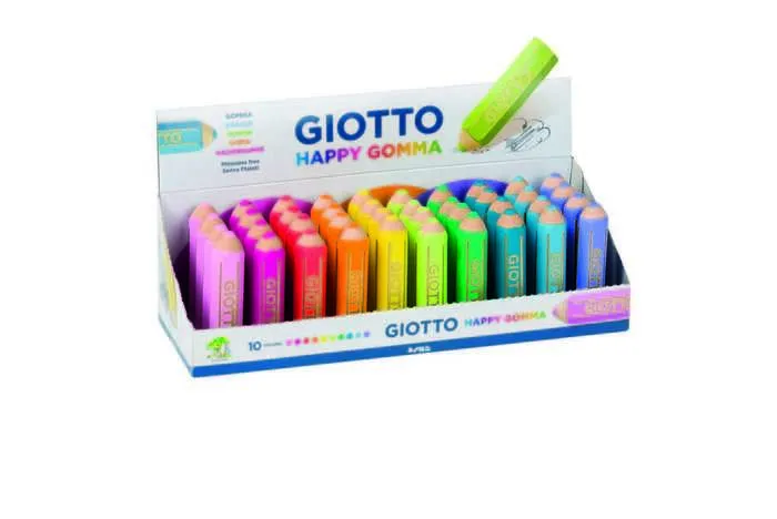 Giotto Happy Gomma Goma De Borrar Para Lápiz Colores Surtidos Expositor 40 Ud