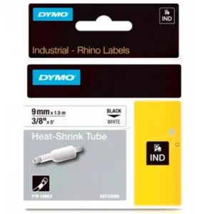 DYMO TUBO TERMORRETRACTIL CINTA  ID1-9 - NEGRO SOBRE BLANCO - 9MMX1´5M - ROTULADORA RHINO