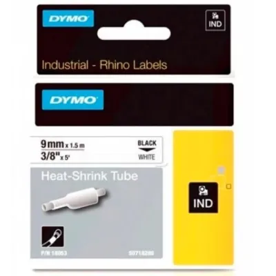 DYMO TUBO TERMORRETRACTIL CINTA  ID1-9 - NEGRO SOBRE BLANCO - 9MMX1´5M - ROTULADORA RHINO