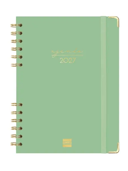Finocam Agenda Espiral Trendy Alma Anual 2027 Semana Vista Horizontal E10 155x212mm Tapa Dura Verde