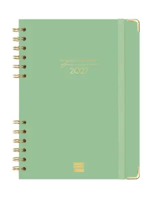 Finocam Agenda Espiral Trendy Alma Anual 2027 Semana Vista Horizontal E10 155x212mm Tapa Dura Verde