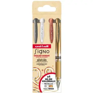 Uni-Ball Rollerball Signo Broad UM-153 1.0mm Set Surtido Metálico 4 Unidades