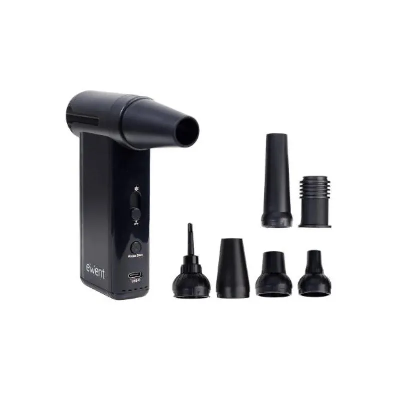 Ewent Pistola de Aire Comprimido - Bomba de Vacío e Inflador - 130000 RPM - Batería 5000mAh - Color Negro