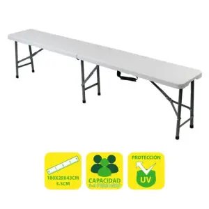SunGarden Banco Plegable de Resina 180x29x43cm Color Blanco