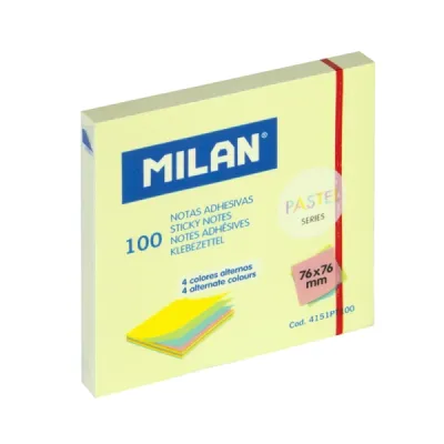 Milan Bloc Notas Adhesivas 100H 76x76 Serie Pastel Colores Alternos