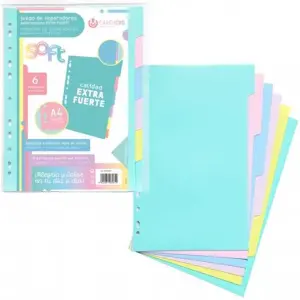 Carchivo Separadores A4 PP Extra Fuerte 6 Posiciones Colores Soft