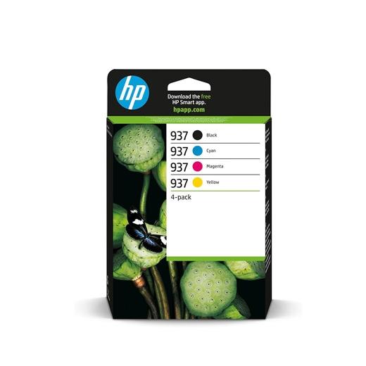 Hp Tinta Bk/ C / M / Y Officejet Pro 9110B, 9120 Aio, 9120B Aio, 9130 All-In-One, 9130B Aio, 9110B, 9700, 9700E Series - Nº 937 (Pack 4)