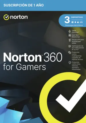 Norton 360 For Gamers 50GB 1 Usuario 3 Dispositivos 12 Meses Caja