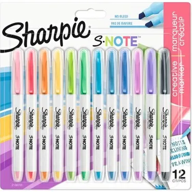 Sharpie Marcador S-Note Rotulador Punta Biselada Colores Surtidos Pastel Blíster 12 Ud