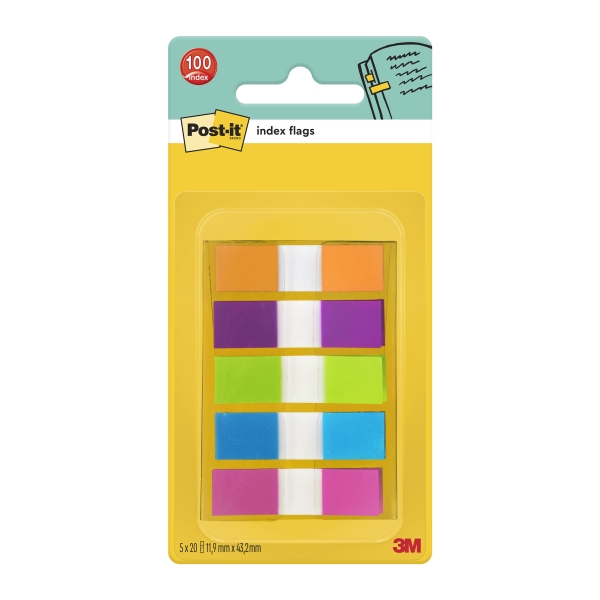 Post-It Index Dispensador Con 100 Marcadores De Indice Reposicionables - Forma Rectangular - Colores Surtidos