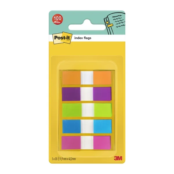 Post-It Index Dispensador Con 100 Marcadores De Indice Reposicionables - Forma Rectangular - Colores Surtidos