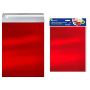 Bismark Pack de 4 Sobres Metalizados 324x254mm Cierre Autoadhesivo Color Rojo