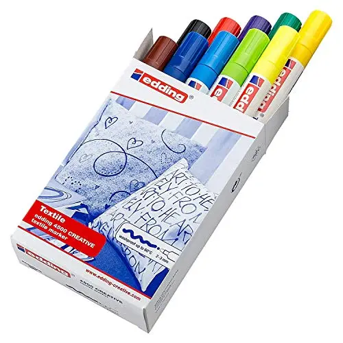 Edding 4500 Pack de 10 Rotuladores Permanentes para Textil Punta Redonda 2-3mm Olor Neutro Secado Rápido Colores Surtidos
