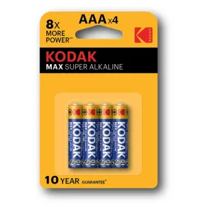 Kodak Pilas AAA Super Alcalina Max LR03 1150 mAh Pack de 4 Unidades
