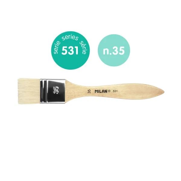 Milan Paletina para Barnices y Óleo 35mm Cerda Natural Mango Corto Madera Claro