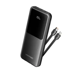 Vention Power Bank 10.000mAh, USB, Carga Rápida, Salida Total 3A, Negro