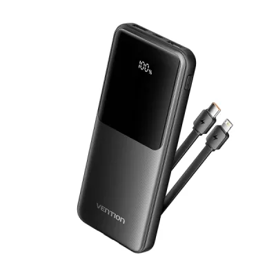 Vention Power Bank 10.000mAh, USB, Carga Rápida, Salida Total 3A, Negro