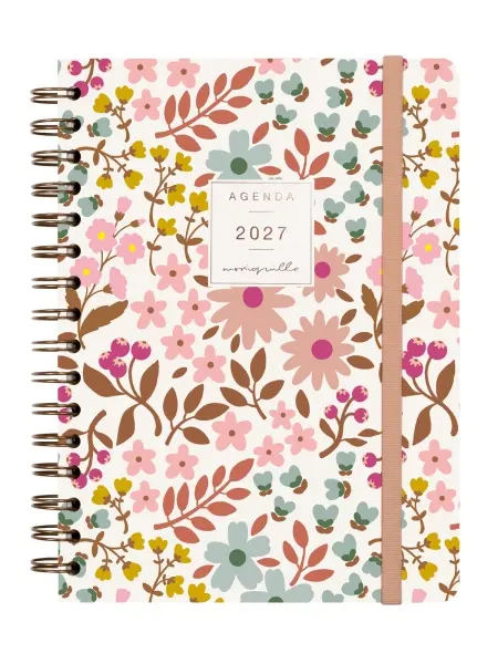 Finocam Agenda Anual 2027 Semana Vista Horizontal E10 155x212mm Rosa Tapa Dura