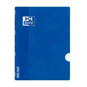 Oxford Libreta Grapada A4 48 Hojas Cuadricula 4x4 con Margen Tapa Plástica Translucida Azul