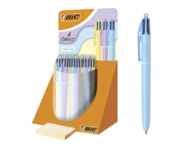 Bic 4 Colours Pastel Expositor con 30 Bolígrafos Retráctiles 1.0mm