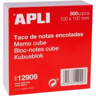 Apli Taco De Notas Encoladas 500H 100X100MM Blanco