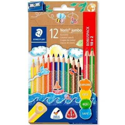Staedtler Lápices De Colores Jumbo 128 Surtidos Estuche 10+2 Ud Con Sacapuntas