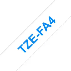 Brother TZeFA4 Cinta Textil de Etiquetas 18mm x 3m - Texto Azul sobre Fondo Blanco