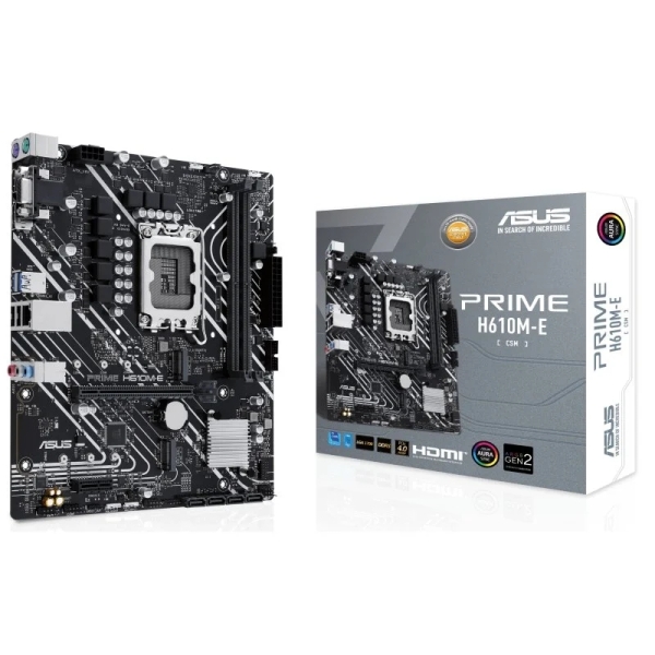 Asus Prime H610M-E-Csm Placa Base Intel1700 2X Ddr5 - Hdmi, Vga, M.2, Pcie4.0, 4X Sata Iii, Rj-45, Usb 2.0, 3.2, Displayport, Microatx