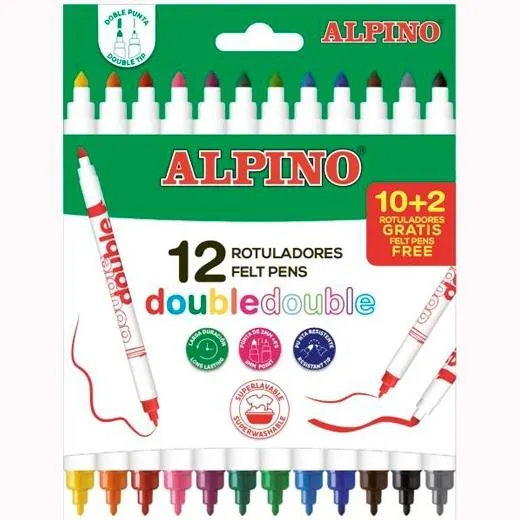 Alpino Rotuladores Double Doble Punta Fina/Gruesa Estuche De 10+2 C/Surtidos