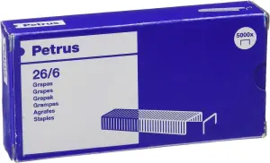 Petrus Caja de 5000 Grapas 26/6 Cobreadas para Hasta 30 Hojas - Patilla de 6mm