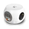 Ewent Regleta 6 Tomas Sobremesa 3x Schuko 16A 3x USB-A Interruptor On/Off 1.5m Cubo Blanco/Gris