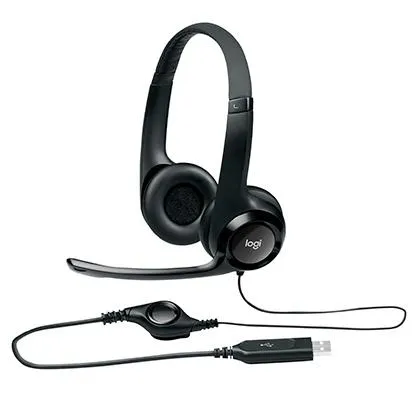Logitech Auriculares H390 Diadema Acolchada Biaural Estereo Micrófono Ajustable Control Volumen Cable Usb Negro