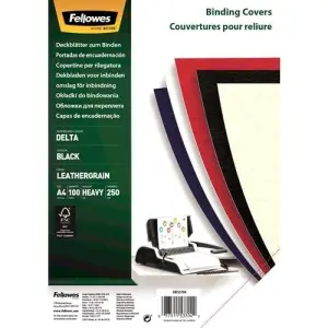 Fellowes Tapas Encuadernación A4 Cartón 250gr Simil Piel Delta Cuero Negro Pack 100 Ud