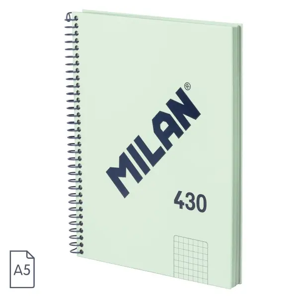 Milan Cuaderno Espiral A5 Cuadricula 5x5mm - 80 Hojas 95 gr/m2 - Verde