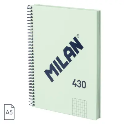 Milan Cuaderno Espiral A5 Cuadricula 5x5mm - 80 Hojas 95 gr/m2 - Verde