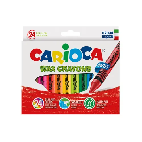Carioca Maxi Pack de 24 Ceras de Colores - Lavables - Cuerpo de Ø 12mm - Colores Surtidos