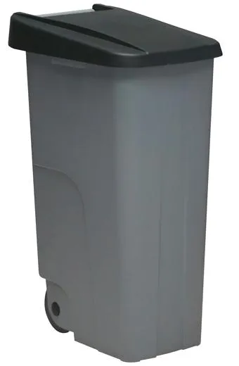 Denox Contenedor De Basura Eco C/Ruedas Y Asa 110L Gris C/Tapa Negro