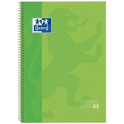 Oxford Cuaderno Espiral A4+ Cuadriculado 5x5mm 80 Hojas Tapa Dura Verde Manzana