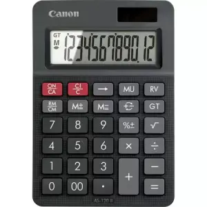 Canon AS-120 II Calculadora de Sobremesa LCD 12 Dígitos Solar y Pilas Negra