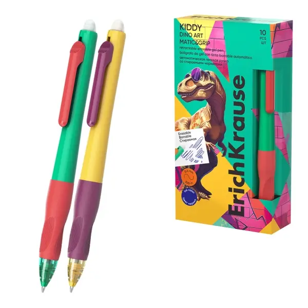 ErichKrause Kiddy Matic Grip Dino Bolígrafo Borrable 0.4mm Azul