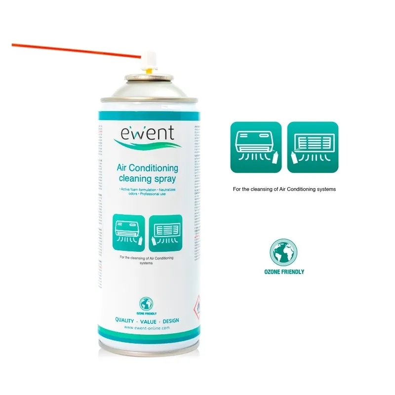 Ewent Spray de Limpieza para Aire Acondicionado - Aerosol Espuma Activa Transparente